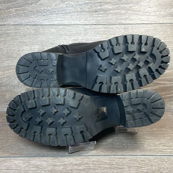 Bull Boxer Cassie Women’s Sz 8M Black Leather Side Zip Y2K Chunky Heel Boots - Picture 8 of 11